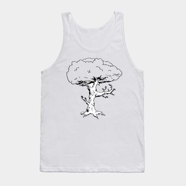 Black and White Tree Doodle Art Style Tank Top by VANDERVISUALS